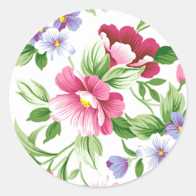 Floral Pink lavender pansies Classic Round Sticker (Front)