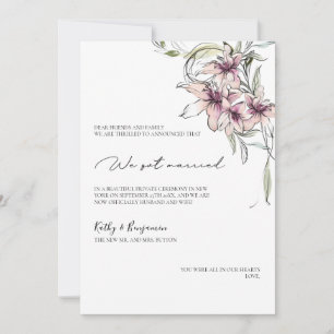 floral pink lilies Announcement Card - photo card