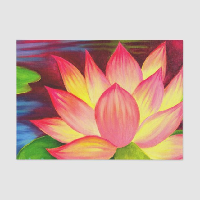Floral Pink Lotus Decoupage Painting Tissue Paper (Front)