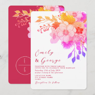 Floral Pink Magenta Wedding Invitation