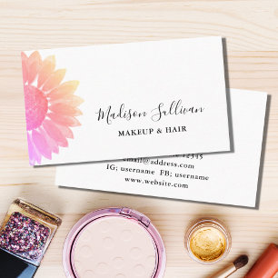 Floral Pink Makeup And Hair Business Card
