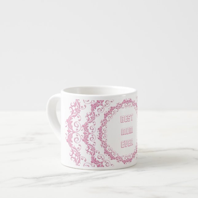 Floral pink mandala. Name. Espresso Cup (Front Left)