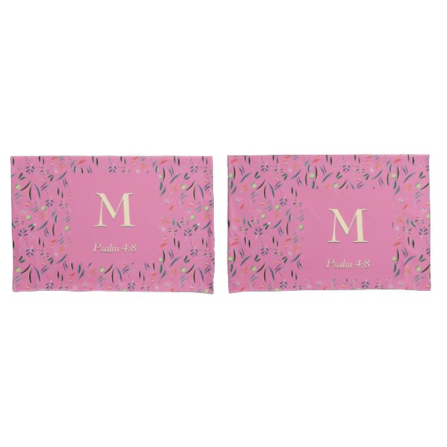 FLORAL Pink | MONOGRAM | Scripture Pillowcase (Front-Set)