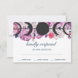 Floral Pink Moon Phase Wicca Handfasting RSVP Card
