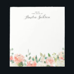 Floral Pink Peach Personalised Stationery Notepad<br><div class="desc">More pretty Notepads in the Little Bayleigh Store!</div>