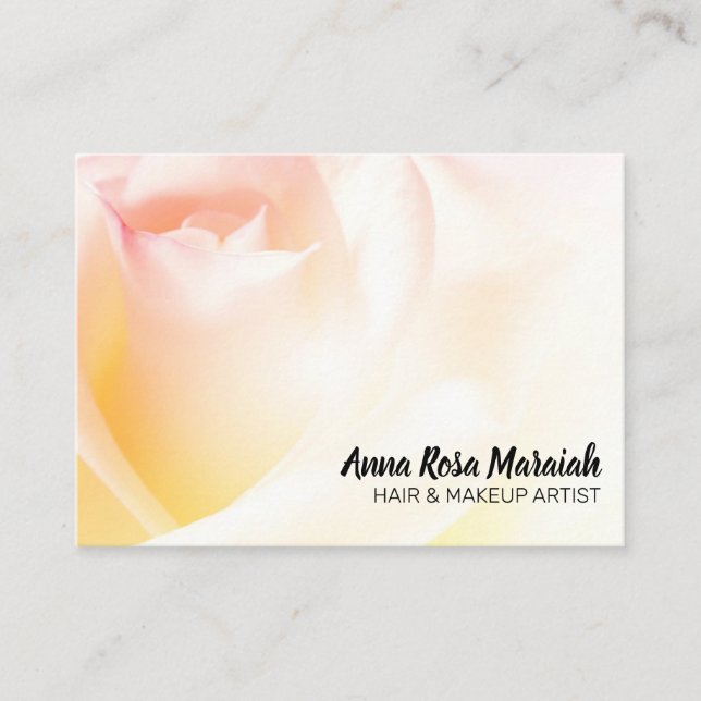 *~* Floral Pink Peach Rose Flower Business Card (Front)