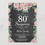 Floral Pink Peonies Surprise 80th Birthday Invitation<br><div class="desc">Floral Pink Peonies Surprise 80th Birthday Invitation for Women. Watercolor Floral Flower. Elegant Pink Rose and Peony Flowers. Adult Birthday. Chalkboard Background. Black and White. 13th 15th 16th 18th 20th 21st 30th 40th 50th 60th 70th 80th 90th 100th, Any Ages. For further customisation, please click the "Customise it" button and...</div>