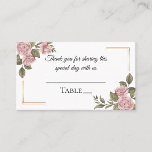 Floral Pink Peony Flower Summer Wedding Party Place Card