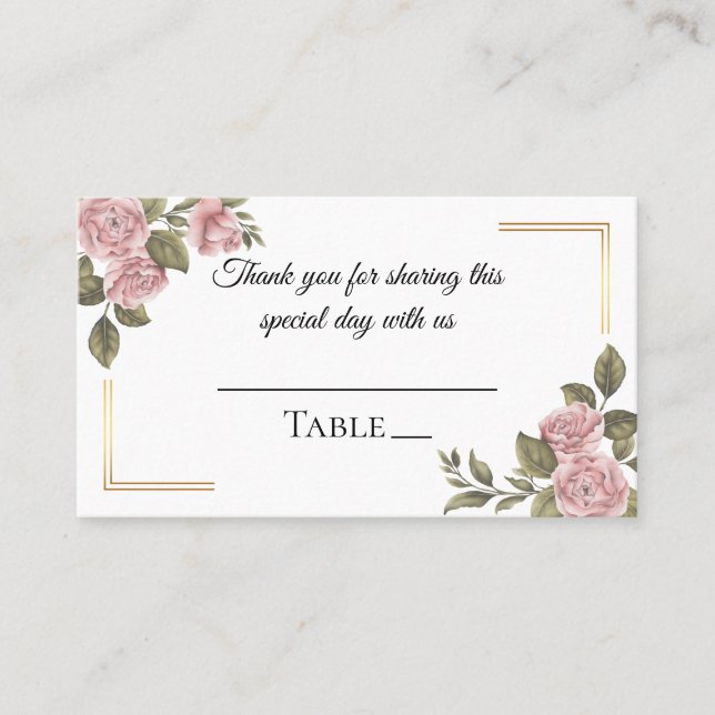 Floral Pink Peony Flower Summer Wedding Party Place Card (Front)
