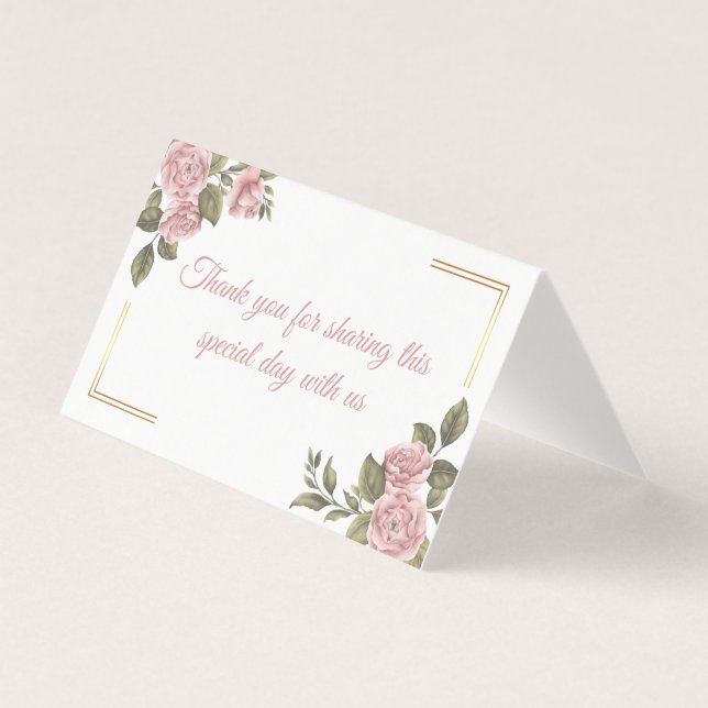 Floral Pink Peony Flower Summer Wedding Thank You (Front)