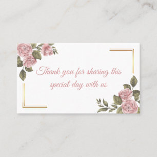 Floral Pink Peony Flower Summer Wedding Thank You Place Card