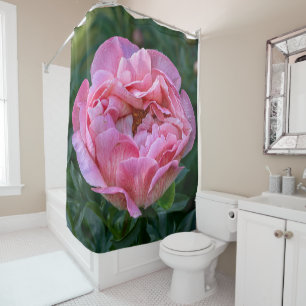 Floral Pink Peony Photography Shower Curtain