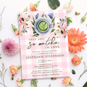 Floral Pink Perfect Matcha Themed Bridal Shower Invitation