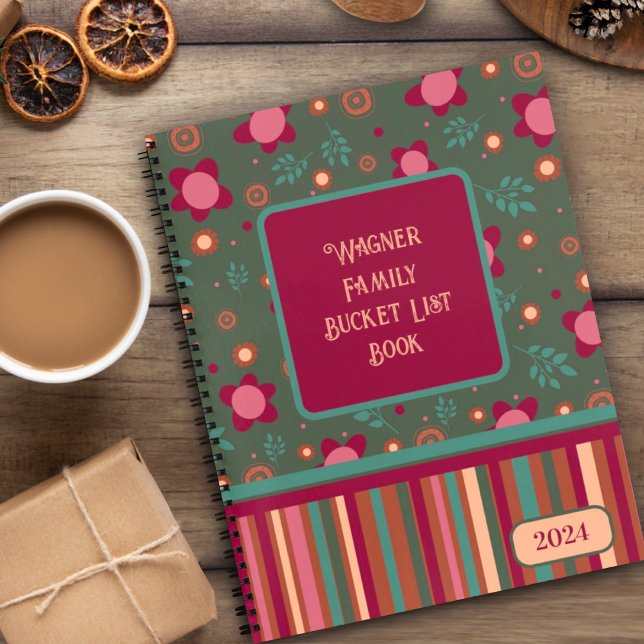 Floral Pink Personalised Family Bucket List   Notebook (Creator Uploaded)