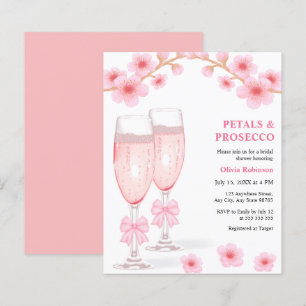 Floral Pink Petals & Prosecco Bridal Shower Invite