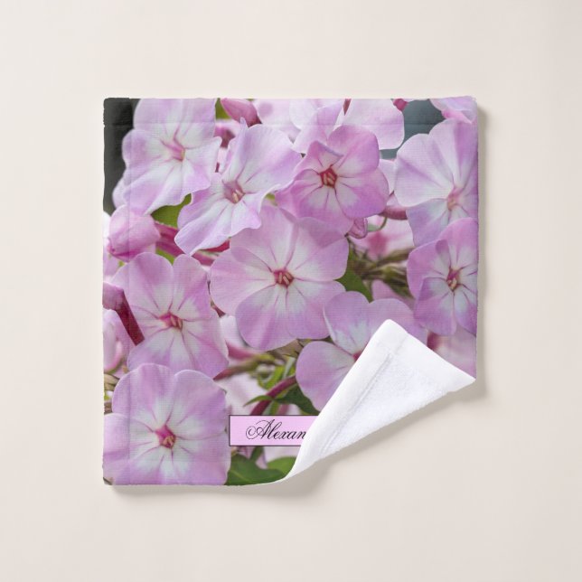 Floral Pink Phlox Photography Bath Towel Set (Wash Cloth)