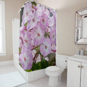 Floral Pink Phlox Photography Shower Curtain