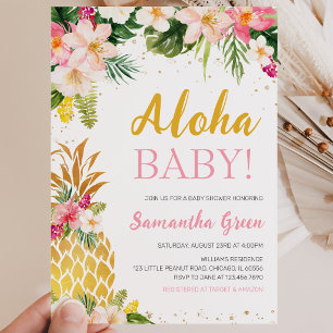 Floral Pink Pineapple Baby Shower Invitation