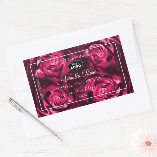 Floral Pink Product Labels Rose Flowers with Logo (Envelope)