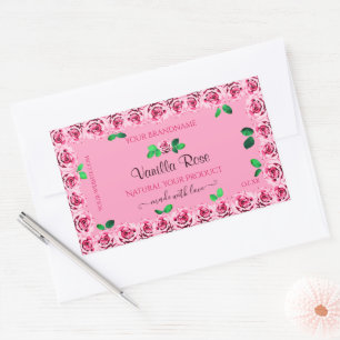 Floral Pink Product Package Labels Flowering Roses