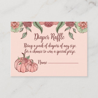 Floral Pink Pumpkin Baby Shower Diaper Raffle Enclosure Card