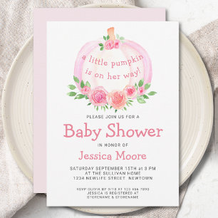 Floral Pink Pumpkin Baby Shower Invitation