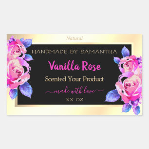 Floral Pink Purple Black and Gold Product Labels