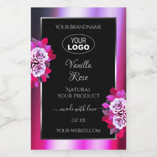 Floral Pink Purple Black Product Labels Roses Logo