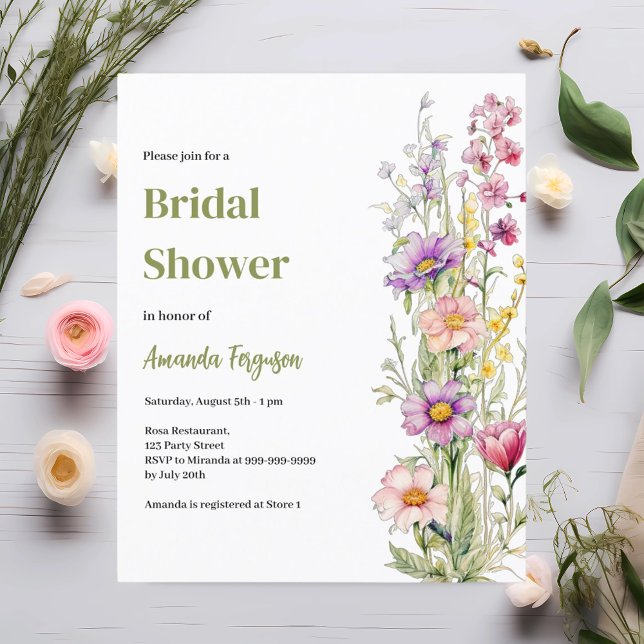 Floral pink purple Bridal Shower invitation (Creator Uploaded)
