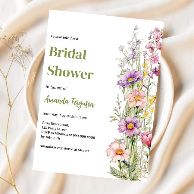 Floral pink purple Bridal Shower Invitation (Creator Uploaded)
