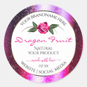 Floral Pink Purple Glitter White Product Labels