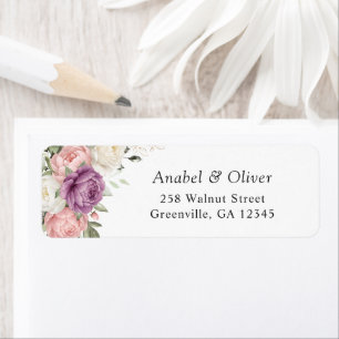 Floral Pink Purple Greenery Return Address Label