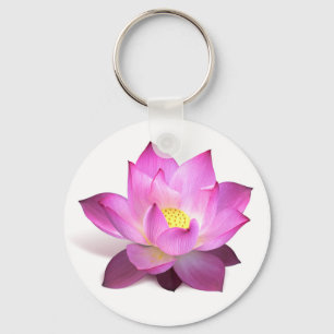 Floral Pink & Purple Lotus Flower - Zen Key Ring