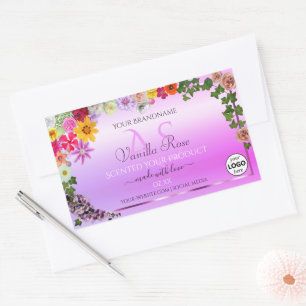 Floral Pink Purple Product Label Monogram and Logo