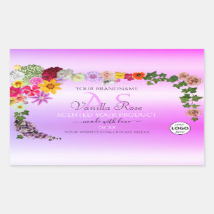 Floral Pink Purple Product Label Monogram and Logo