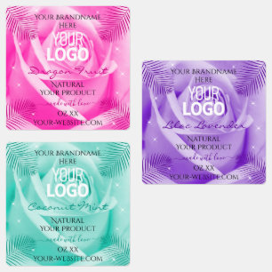 Floral Pink Purple Teal Rose Product Labels Logo