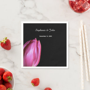 Floral Pink Purple Tulips Bridal Shower Wedding Napkin