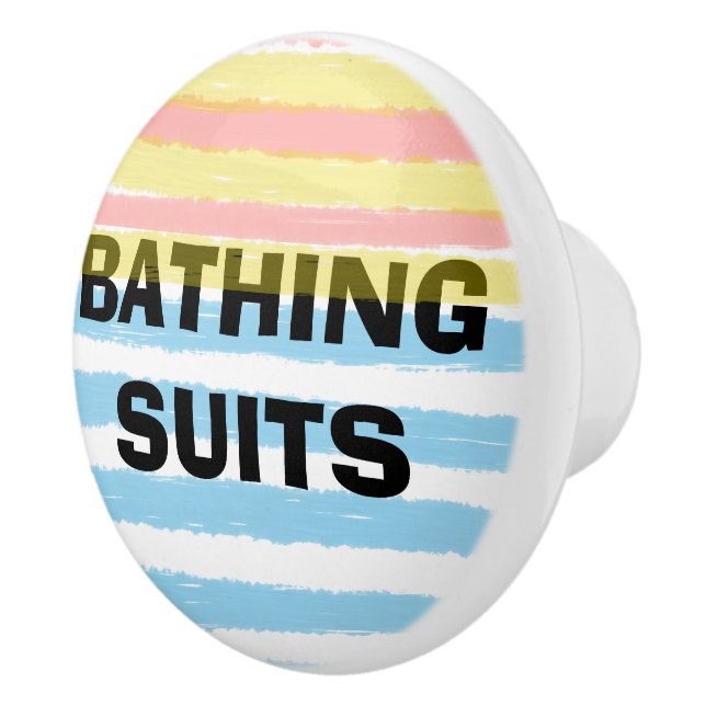 Floral Pink Purple Watercolor Stripes Name Ceramic Knob (Right)