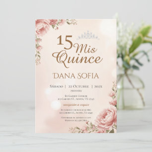 Floral Pink Quinceañera Invitation