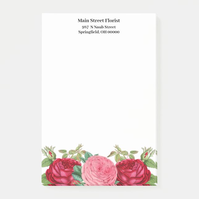 Floral Pink Red Roses  Post-it Notes (Front)