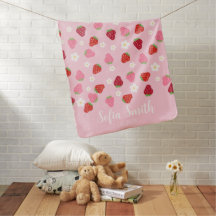 Floral Pink Red Strawberry Pattern Personalised