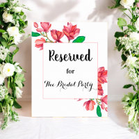 Floral Pink Reserved Wedding Sign White Poster