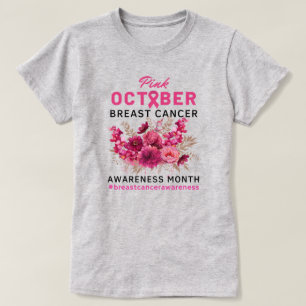 Floral Pink Ribbon Breast Cancer Awareness Women's T-Shirt
