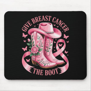 Floral Pink Ribbon Cowgirl Boots Give Breast Cance Mouse Mat