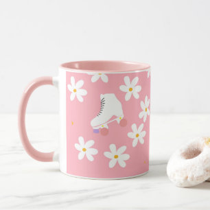 Floral Pink Roller Skates Roller Skating Mug