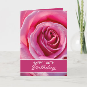 Floral Pink Rose 100th Birthday Card