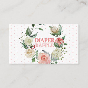 Floral Pink Rose Baby Shower Diaper Raffle Ticket Enclosure Card