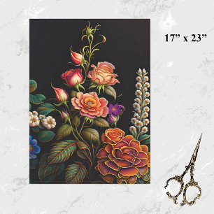 Floral Pink Rose Bouquet Artwork Large Tissue Paper