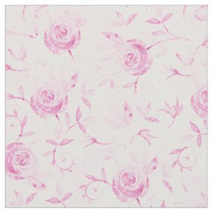 Floral Pink Rose Pattern Elegant Fabric