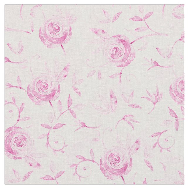 Floral Pink Rose Pattern Elegant Fabric (Close Up)